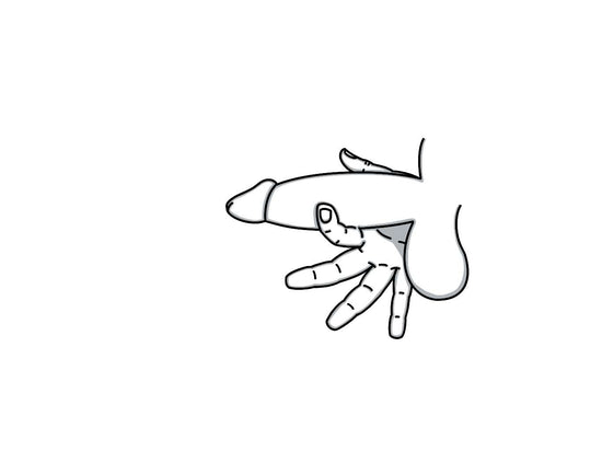 Penis being held by hand