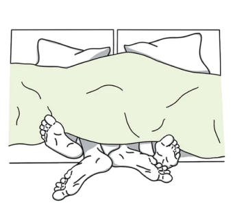 Illustration of two people in bed together under the sheets